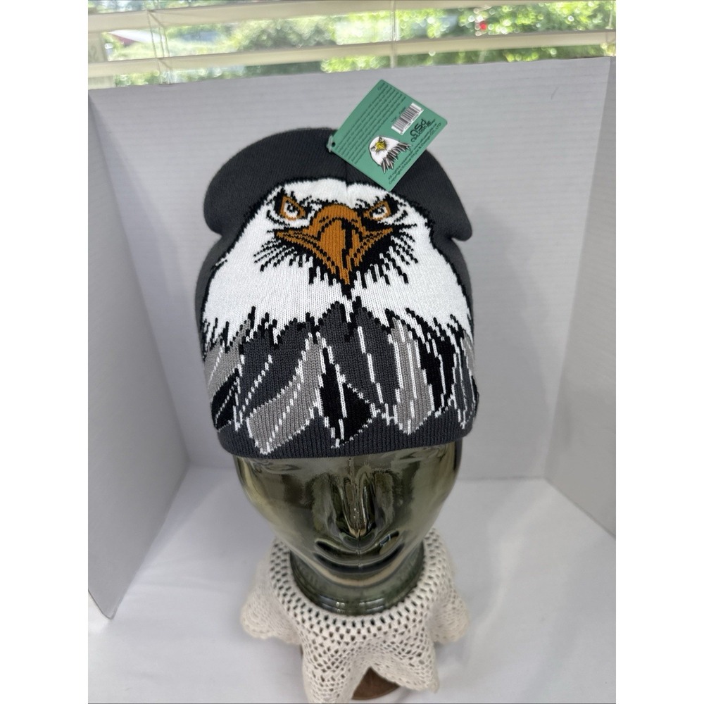 New Akua Style American Eagle Native Indian Feathers Stocking Beanie
